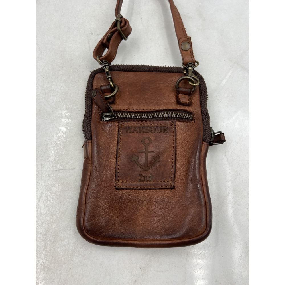 Harbour 2nd Brown Leather Benita Crossbody Phone Bag Anchor Nautical Small Purse